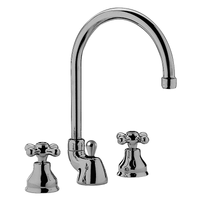 PAFFONI serie IRIS Rubinetto miscelatore per Lavabo Tre Fori Canna Alta cromo lucido con accessori